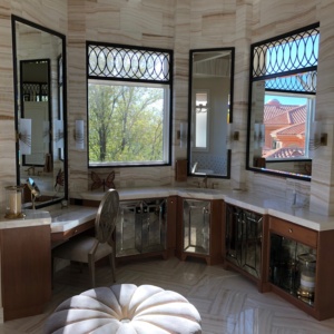 Beveled Billows Mirrors, Custom Cabinetry and Window Overlays