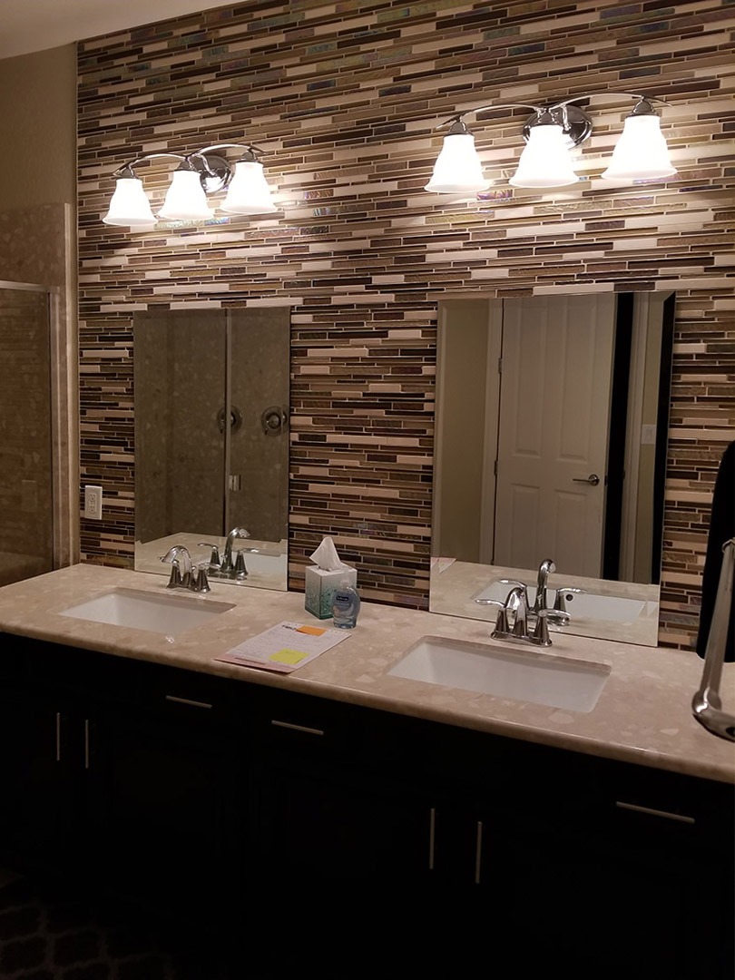Dual Bathroom Sink with Double Mirrors Configuration